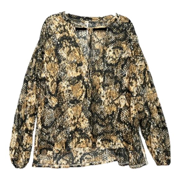 Free People Out For The Night Top / Snake Combo Tan Black blouse tops size small - Picture 6 of 13